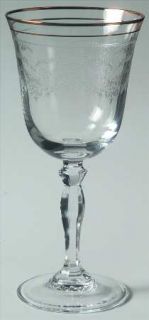 Cristal DArques Durand Ventoux Wine Glass   Gold Trim, Etch     Clear