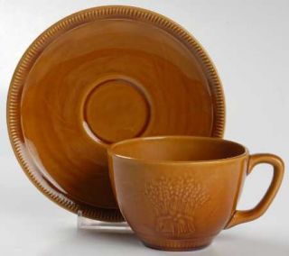 Franciscan Wheat Golden Brown (Harvest) Flat Cup & Saucer Set, Fine China Dinner
