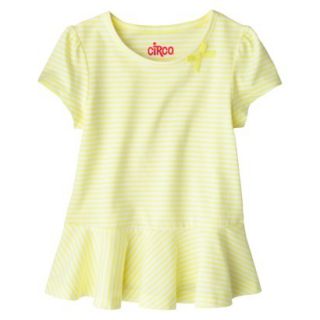 Circo Infant Toddler Girls Striped Peplum Tee   Dandelion Yellow   3T