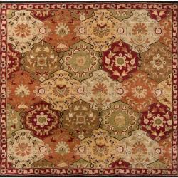 Hand tufted Red Alum Wool Rug (4 Square)