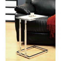 Chrome Metal Adjustable Height Accent Table