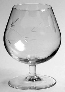 Princess House Crystal Heritage Brandy Glass   Gray Cut Floral Design,Clear
