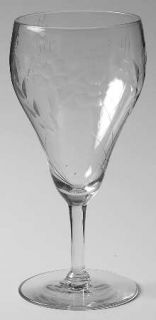 Unknown Crystal Unk6885 Water Goblet   Cut Floral,Smooth Stem,No Trim