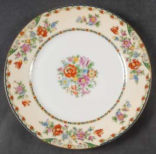 KPM Kingsly Salad Plate, Fine China Dinnerware   Multicolor Floral,Tiny Red Flow