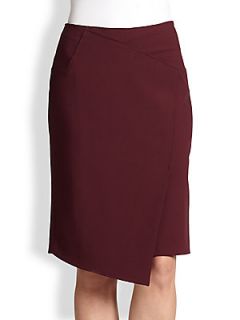 Tibi Asymmetric Ponte Skirt   Wine