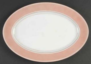 Fitz & Floyd Rondelet Peach (White Background) 14 Oval Serving Platter, Fine Ch