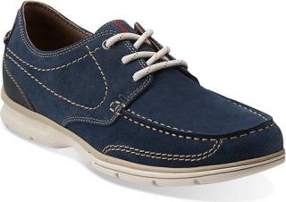 Mens Clarks Rattlin Deck   Navy Suede Lace Up Shoes