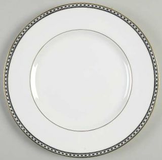 Wedgwood Ulander Black Dinner Plate, Fine China Dinnerware   White Rim & Center,
