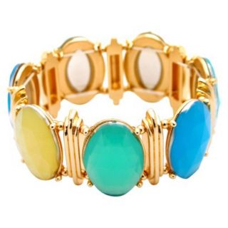 Stretch Bracelet   Gold/Turquoise (7 .5)