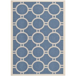 Safavieh Indoor/ Outdoor Courtyard Circles pattern Blue/ Beige Rug (8 X 11)