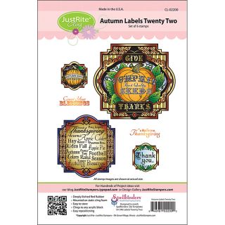 Justrite Autumn Labels Twenty Two 6 piece Stampers Clear Stamp Set