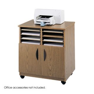 Safco Products Mobile Wood Machine Stand with Sorter 1851 Finish Medium Oak