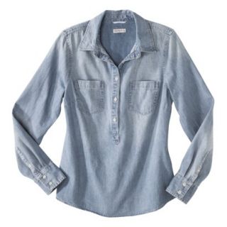 Merona Petites Long Sleeve Denim Shirt   Blue XLP