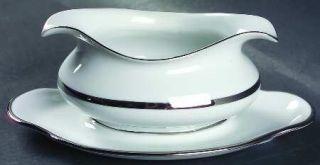 Baronet Diana Gravy Boat with Attached Underplate, Fine China Dinnerware   White