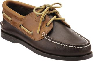Mens Sperry Top Sider A/O 3 Eye Padded Collar   Dark Brown/Tan Leather Sailing