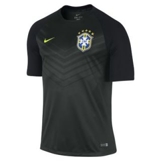 Brasil CBF Squad Pre Match Mens Soccer Shirt   Black Spruce