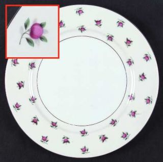 Ucagco Uca3 Dinner Plate, Fine China Dinnerware   Small Pink Cherries  On Rim, V