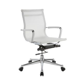 Pantera White Nylon And Chrome Low Back Desk Chair (Chrome and white upholsteryDimensions 36 to 39 inches high x 20.5 inches wide x 24.25 inches deepSeat dimensions 19 to 22 inches high x 20.5 inches wide x 17.5 inches deep )