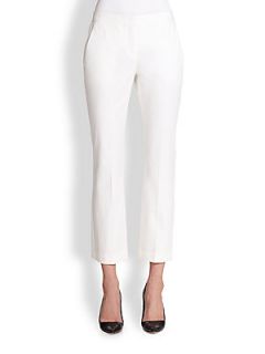 Theory Benetta Cropped Stretch Cotton Pants   White