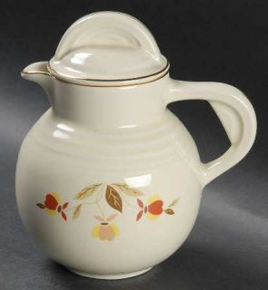 Hall Autumn Leaf Five Band Syrup with Lid, Fine China Dinnerware   Orange/Yellow