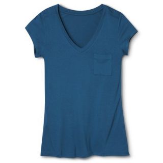 Merona Womens Short Sleeve Rayon Top   Influential Blue   XS