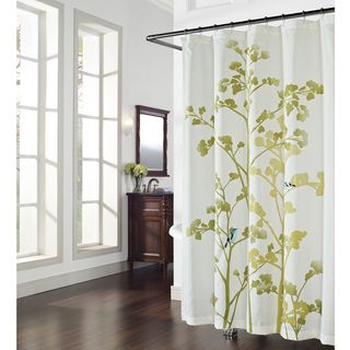 Wildwood Print And Embroidered Birds Shower Curtain (Green/white Materials 100 percent polyester microfiber Dimensions 72 inches wide x 72 inches longCare instructions Machine washable The digital images we display have the most accurate color possible