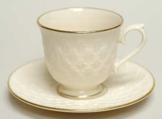 Lenox China Jacquard Gold Footed Cup & Saucer Set, Fine China Dinnerware   Embos