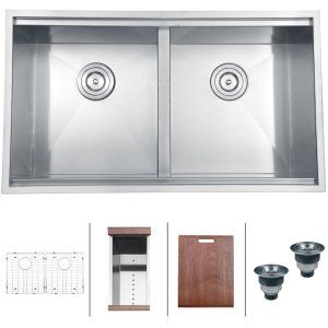 Ruvati RVH8350 Roma Undermount 16 Gauge 33 Kitchen Sink Double Bowl