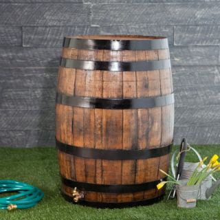 Upcycle 54 Gallon Wooden Rain Barrel Refinished   OWRBR