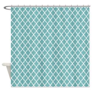 Aqua Blue Quatrefoil Pattern Shower Curtain  Use code FREECART at Checkout