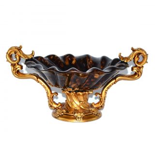 16 X 8 Inches Bowl With Handles (Bronze/gold/brown  )