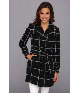 Jones New York Double Breasted Trench Coat Womens Coat (Black)