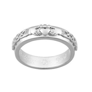 Sterling Silver Personalized Engraved Claddagh Wedding Band   6