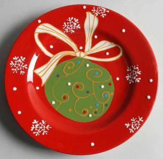 Pier 1 Decorations Salad/Dessert Plate, Fine China Dinnerware   Red, Christmas T