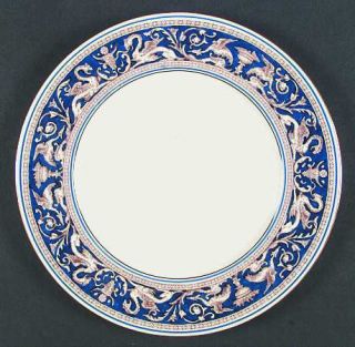 Wedgwood Florentine Blue No Center,Gold Trim Dinner Plate, Fine China Dinnerware