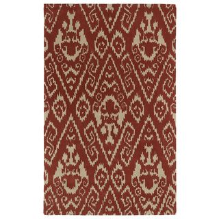 Hand tufted Runway Red/ Light Brown Ikat Wool Rug (8 X 11)