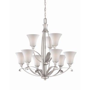 Thomas Lighting THO M2399117 Magnolia 9 light Chandelier with Etched white glass