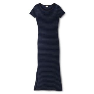 Merona Womens Knit T Shirt Maxi Dress   Black/Waterloo Blue   S