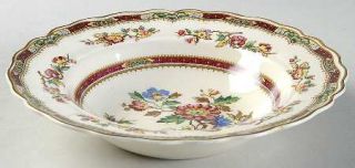 Grindley Connaught Rim Soup Bowl, Fine China Dinnerware   Floral, Maroon Band ,