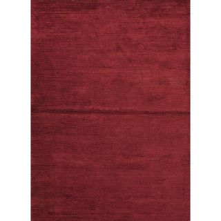 Rectangular Hand loomed Solid Red Wool/silk Rug (9 X 12)