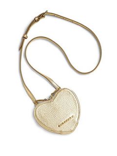 Burberry Girls Leather Heart Shaped Crossbody Bag   Gold