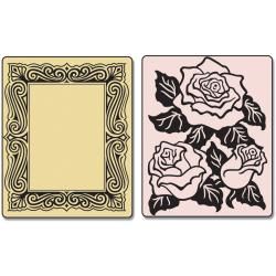 Sizzix Textured Impressions Embossing Folders 2/pkg roses and Frame