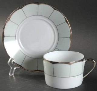 Haviland Illusion Celadon (Menthe) Flat Cup & Saucer Set, Fine China Dinnerware