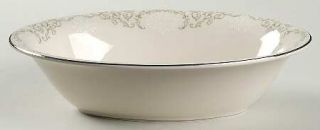 Pickard Cameo 9 Oval Vegetable Bowl, Fine China Dinnerware   Green Leaves & Whi