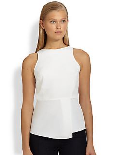 Tibi Chelsea Racerback Pleated Top   Ivory