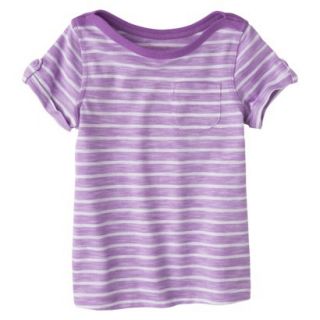 Cherokee Infant Toddler Girls Striped Short Sleeve Tee   Vibrant Orchid 3T