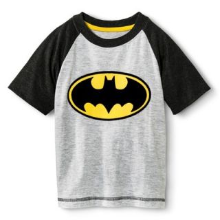 Batman Infant Toddler Boys Raglan Short Sleeve Tee   Gray 12 M