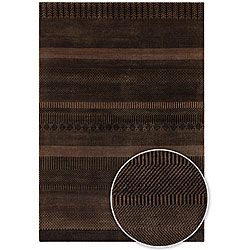 Hand knotted Casual Wool Mandara Rug (79 Round) (BrownPattern StripeMeasures 0.5 inch thickTip We recommend the use of a non skid pad to keep the rug in place on smooth surfaces.All rug sizes are approximate. Due to the difference of monitor colors, som
