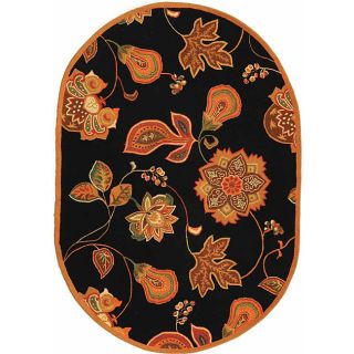 Hand hooked Autumn Leaves Black/ Orange Wool Rug (46 X 66) (BlackPattern FloralMeasures 0.375 inch thickTip We recommend the use of a non skid pad to keep the rug in place on smooth surfaces.All rug sizes are approximate. Due to the difference of monito