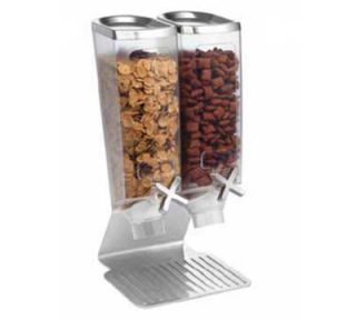 Rosseto Serving Solutions Double 1 gal Dry Product Dispenser with Stand   2 gal Capacity, Clear/Stainless